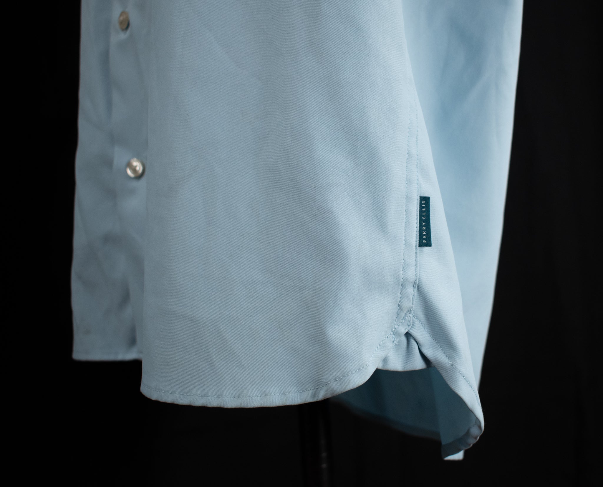 Perry Ellis Short Sleeve Mens Dress Button Up Collar Blue Shirt X-Large Adult 100% Polyester Used