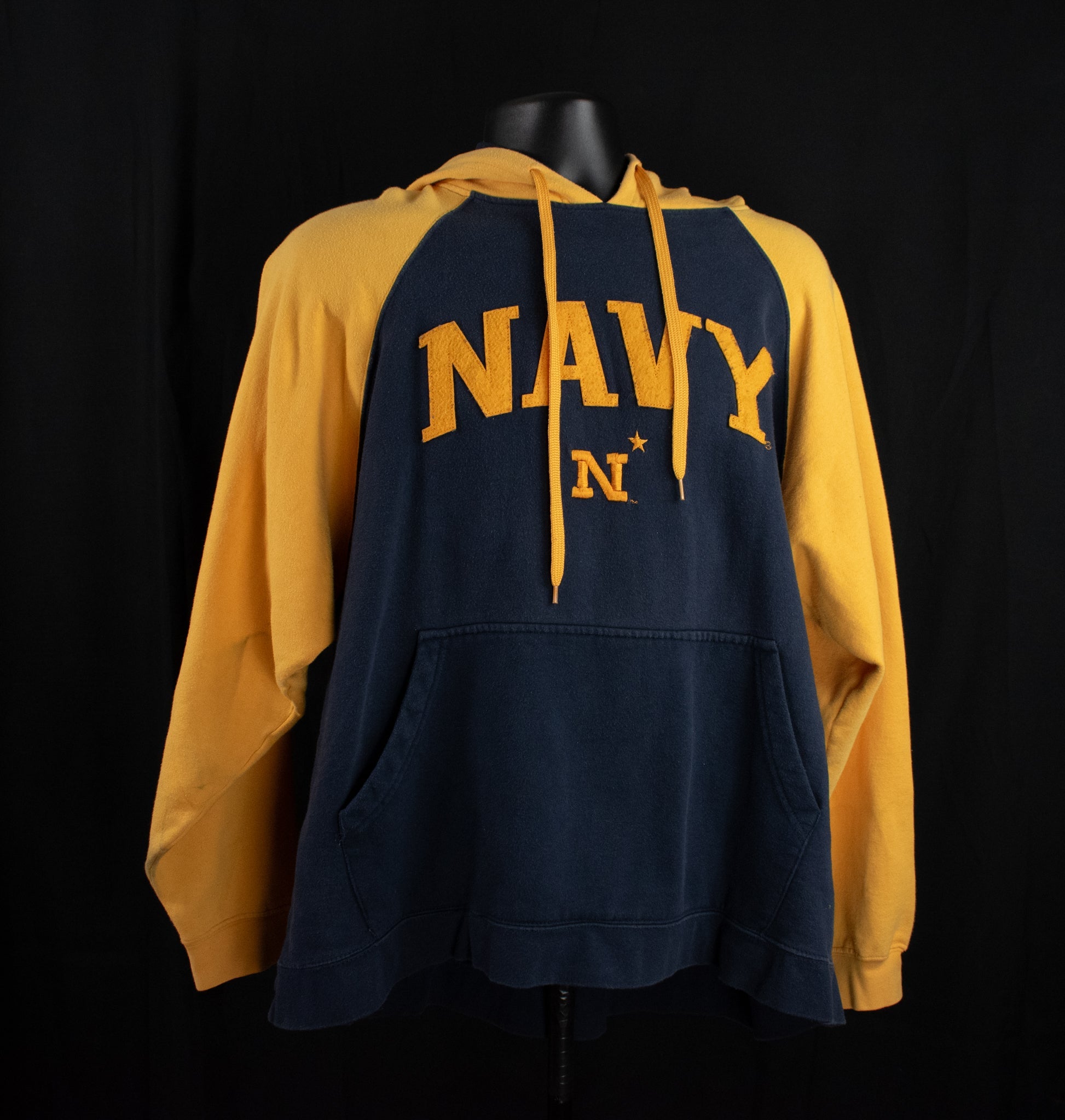 Navy Sweatshirt Pullover Hoodie Yellow University Adult XL Old Varsity Brand Blue OVB