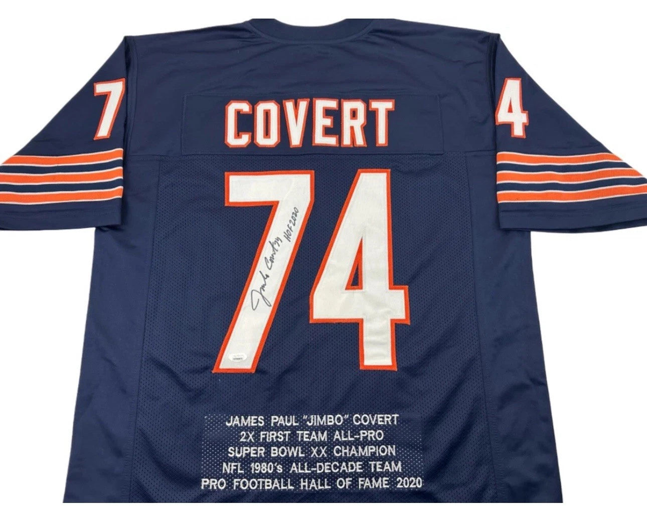 Jim Covert Chicago Bears Blue Football Jersey JSA COA Signed Autographed