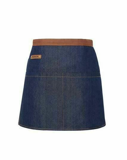 Blue Jean Apron Half Cut Wrap Blue and Brown Crafting BIB Apron Kitchen BBQ