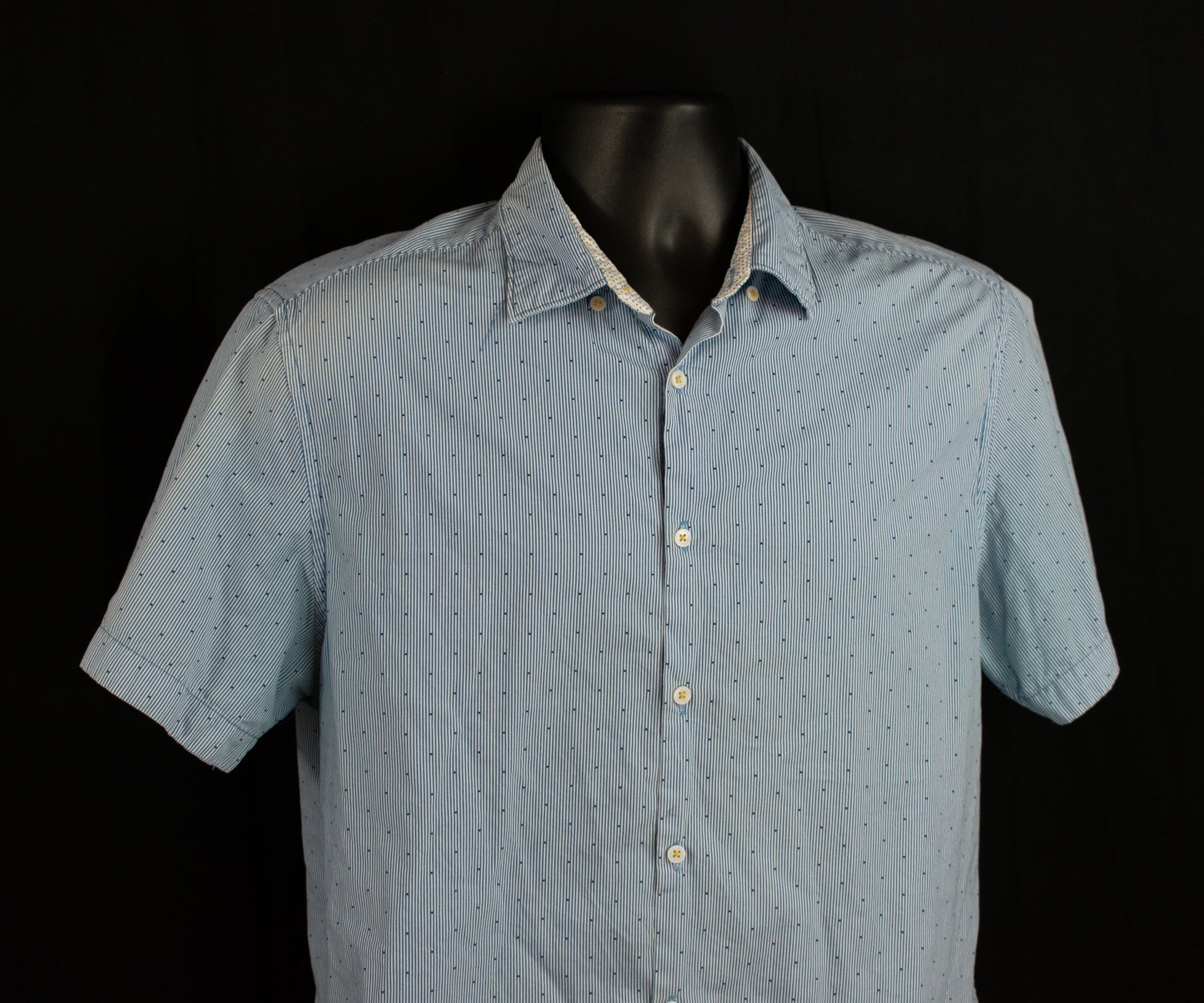 Cactus Man Dress Shirt Short Sleeve Mens Slim Fit Blue Large Button Up Shirt Rickey Singh