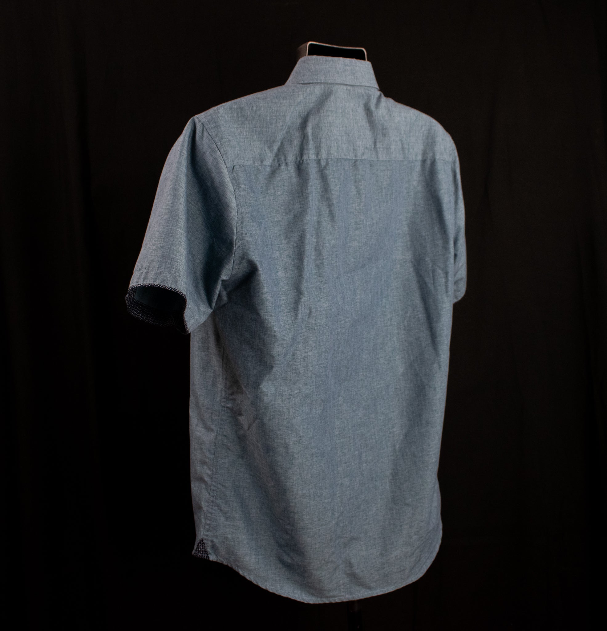 Craft Flow Mens Short Sleeve Button Up Collar Shirt Large Slim Fit Blue Used
