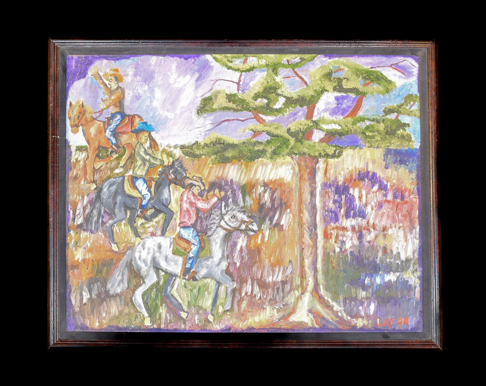Western Horse Ranch Cowboy Hand Painted 31 X 25 Framed Original Painting