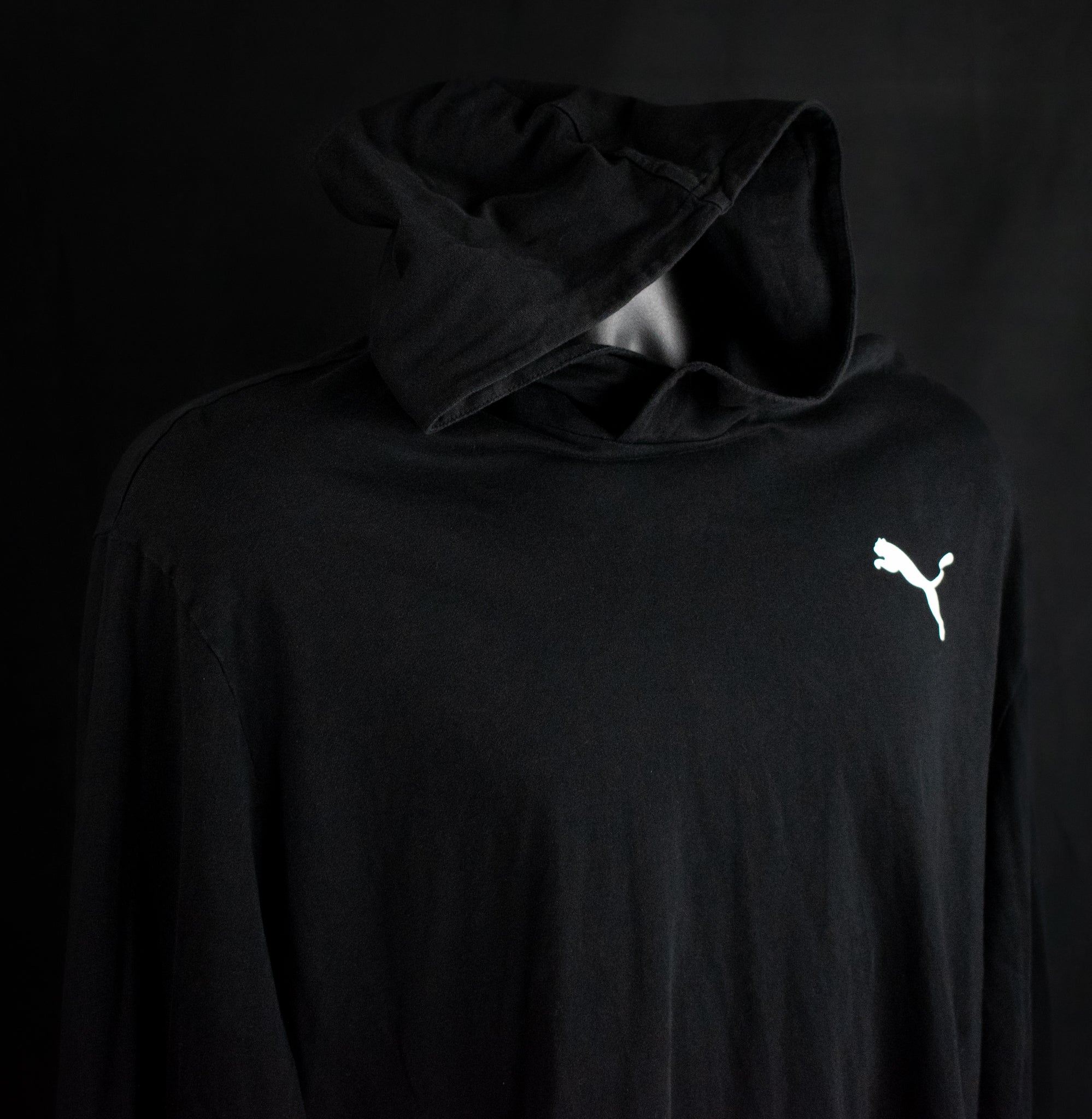 Puma Lightweight Hoodie Shirt Black White Adult XL Long Sleeve Workout Shirt