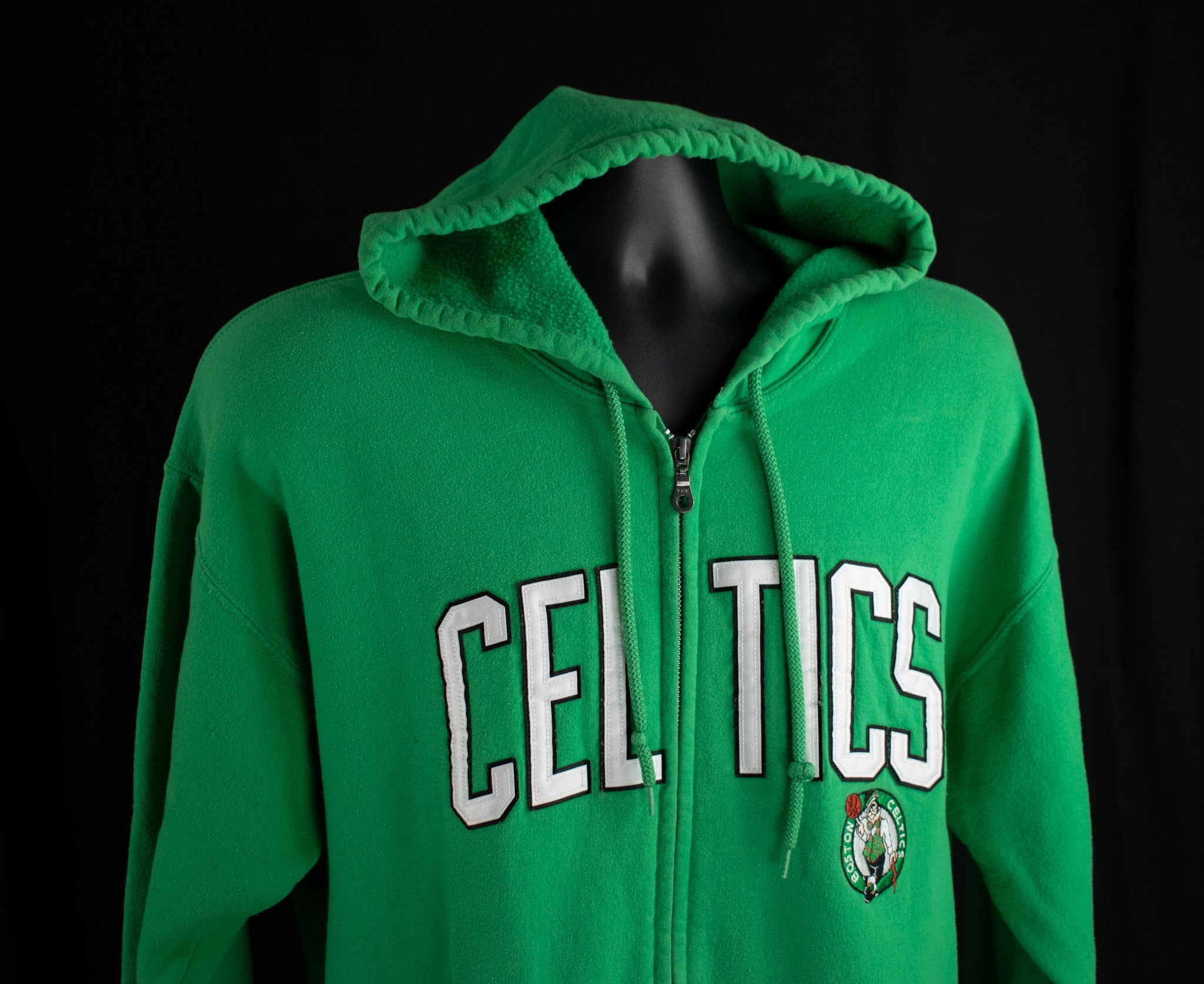 Celtics Basketball Sweatshirt Green Zip Up Hoodie Large Adult Mens NBA