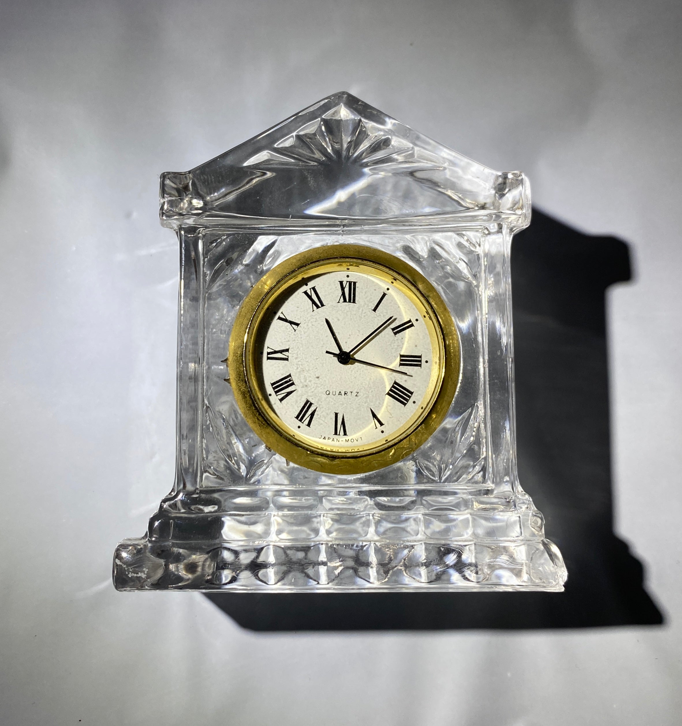 Crystal Clear Clock 2.5x1in Standing Clock Made in Taiwan Used Quartz Untested