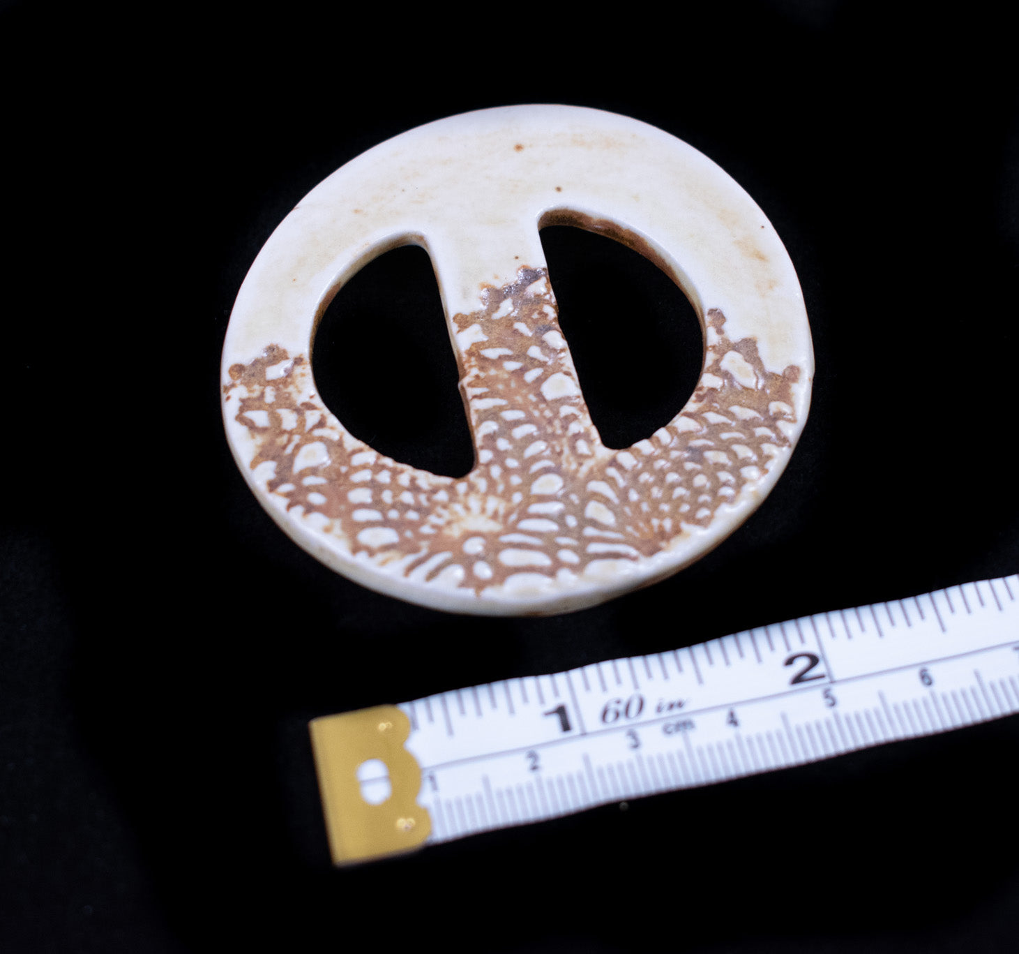 Vintage White and Brown Pin Floral Used