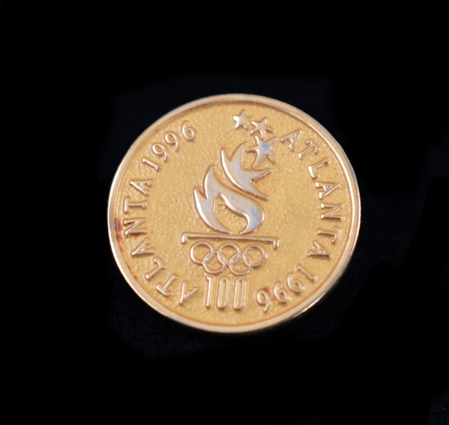 Gold Vintage Olympic Pin 7/8 inch 1996 Atlanta GA Summer Olympics Official Used