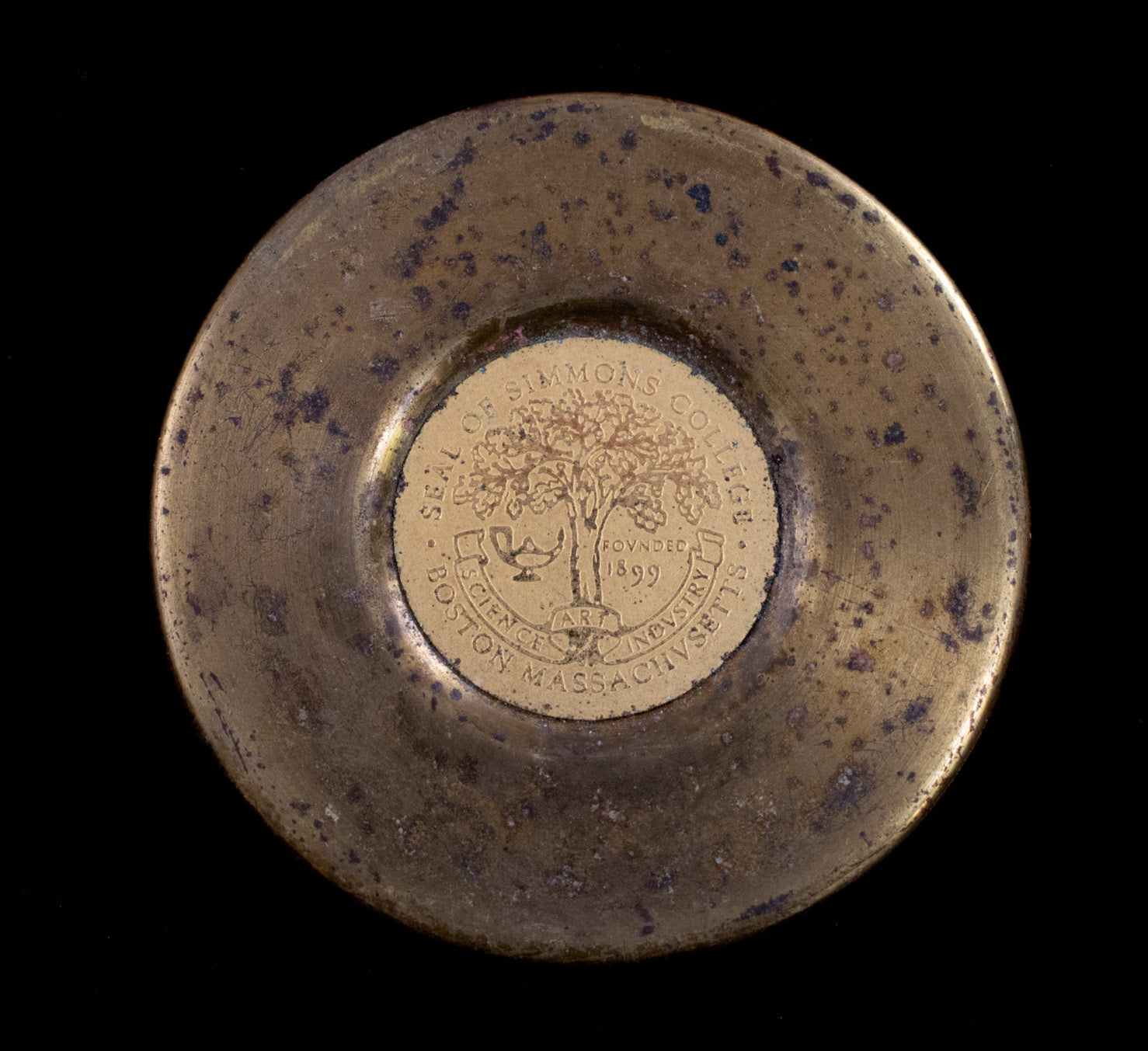 Vintage Seal of Simmons College Boston Massachusetts Science Industry Gold Coin