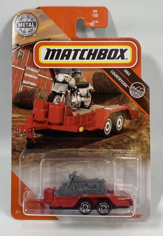 Matchbox MBX Cycle Trailer with Motor Bike & Chopper New MIB Red Trailer 99/100