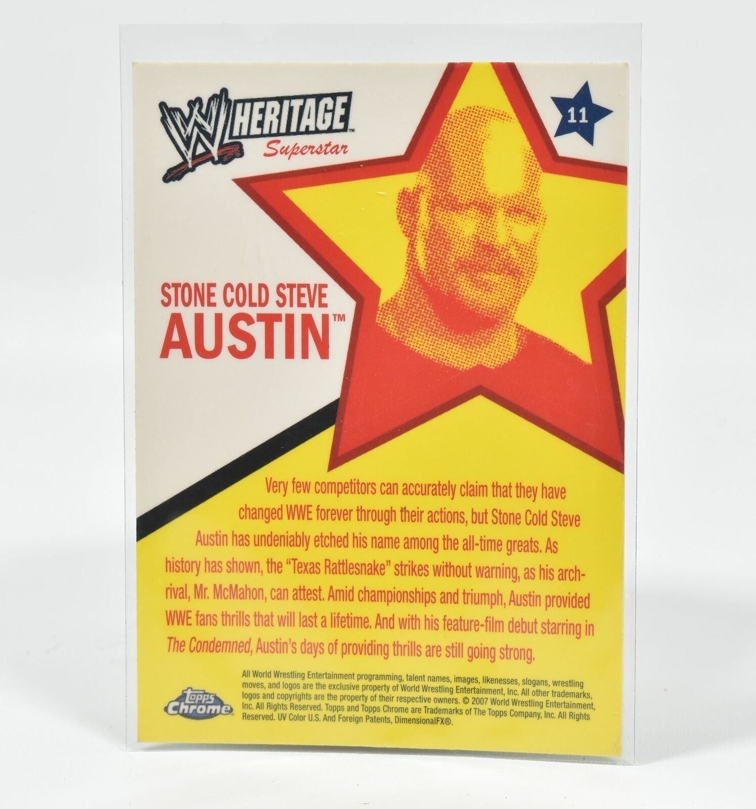 Stone Cold Steve Austin Topps Chrome Wrestling card 2007 Superstar Card Heritage