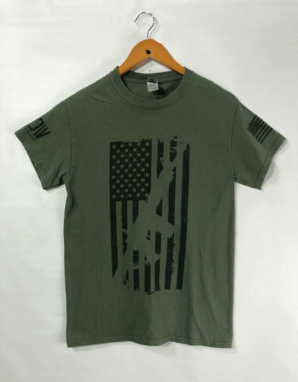 Army Shirt American Flag Dion Wear T-Shirt Mens Size S Army Green Small