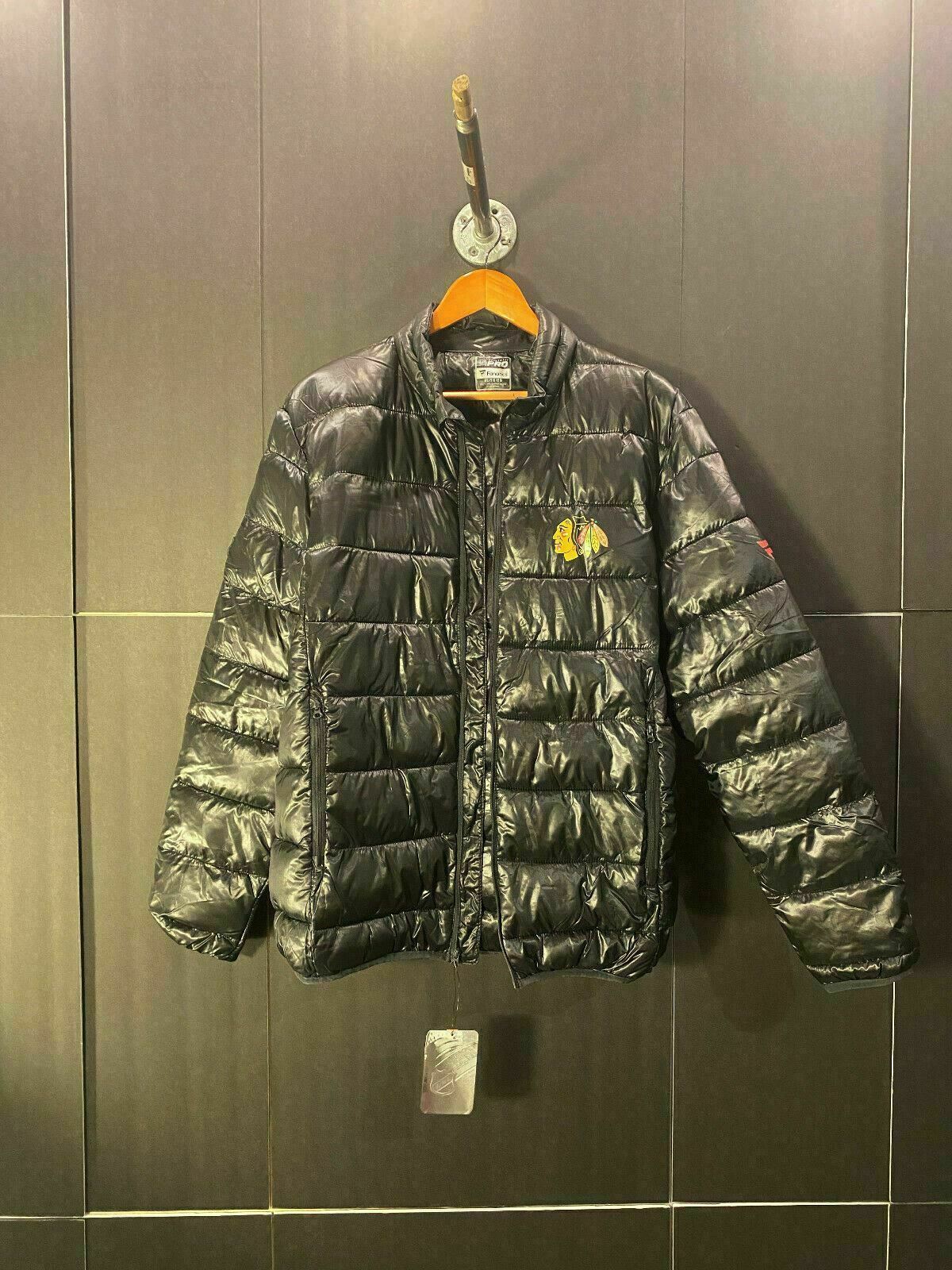 Chicago Blackhawks Fanatics Black Polyester Puffer Jacket Mens XL