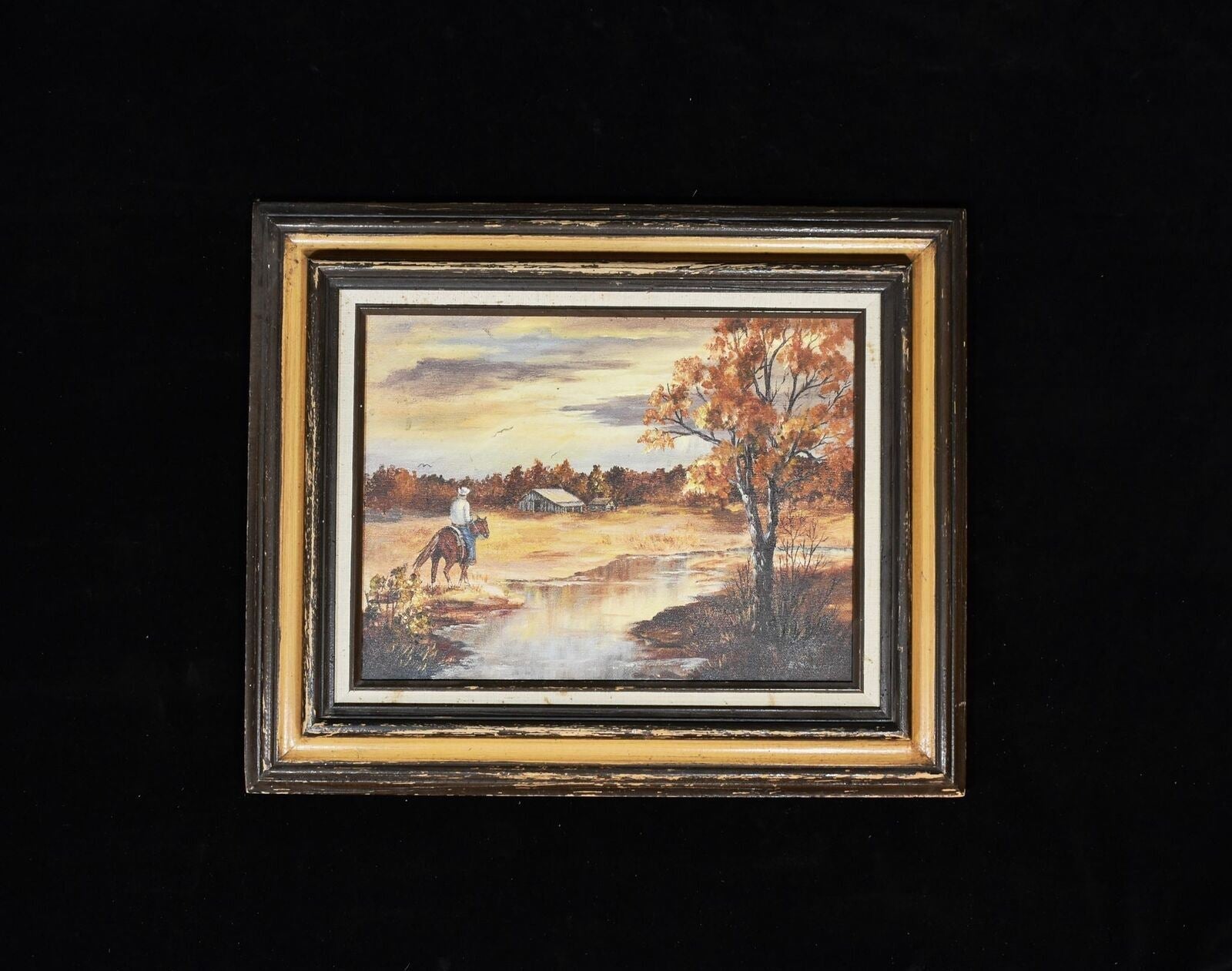 Edith Weaver 1972 Original work framed Hard Days Work Authentic Painted Canvas F
