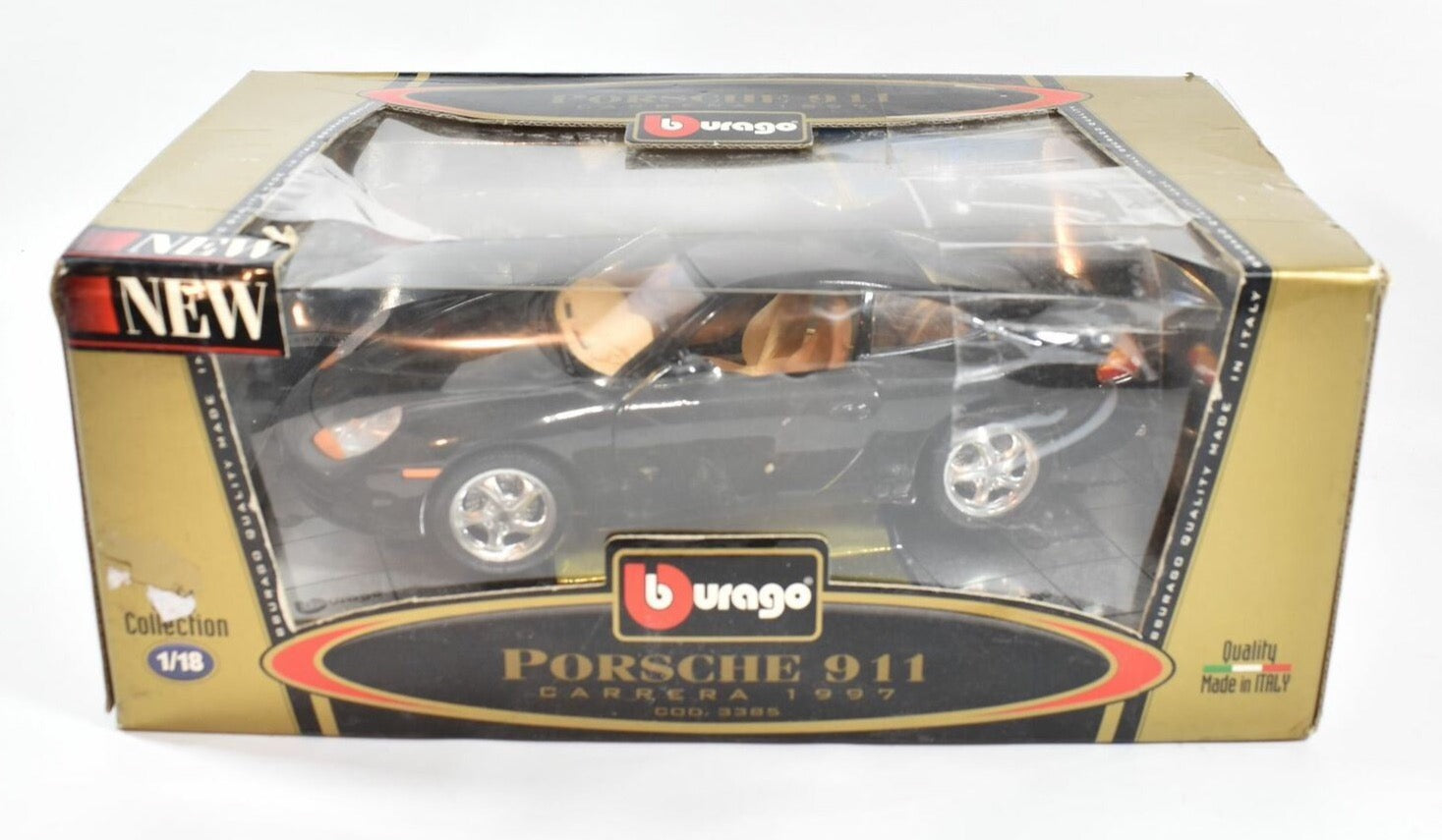 Porsche 911 Carrera 1997 1 / 18 scale Car Black Made in Italy Sealed in box
