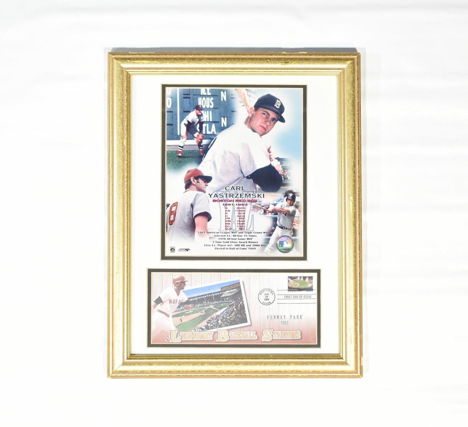 Gold Framed Carl Yastrzemski Boston Red Sox 1961 - 1983 Framed Photos Fenway Par