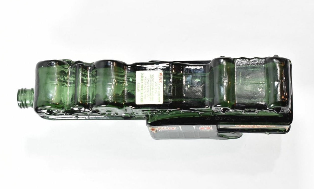 Avon 1876 Centennial Express Wild Country after shave 5fl . Oz Used Empty Bottle Green