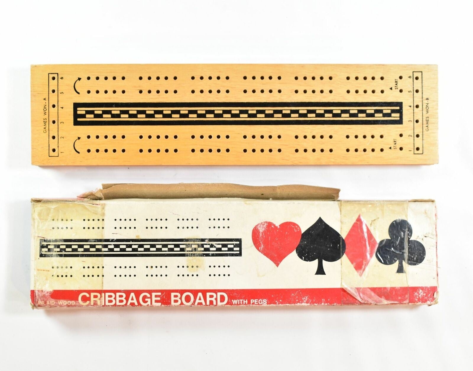 Cribbage Board With pegs Used Inland Wood Game