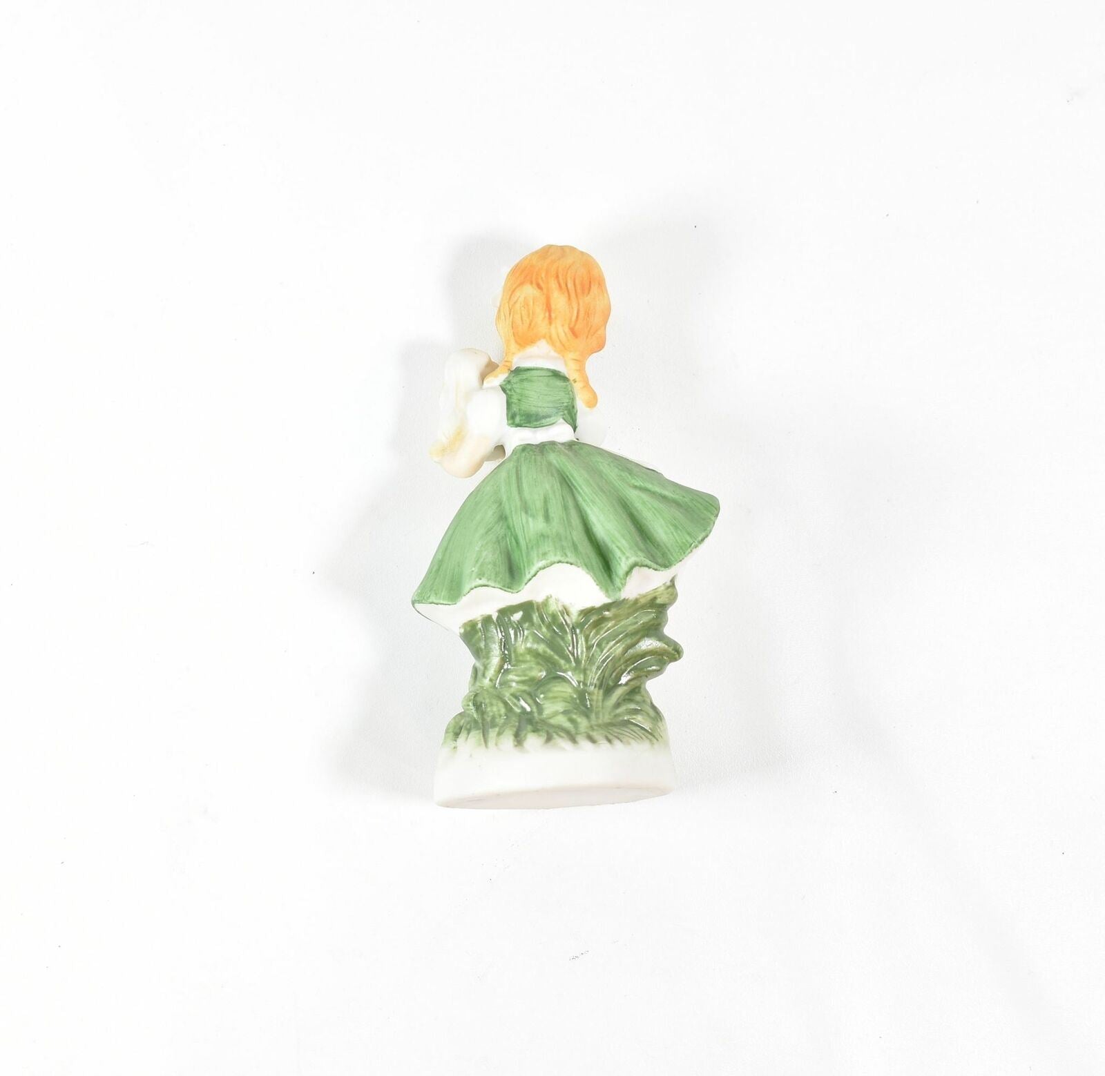 Vintage Napcoware Figurine Girl in Green & White Dress Holding Puppy C-8613 NICE