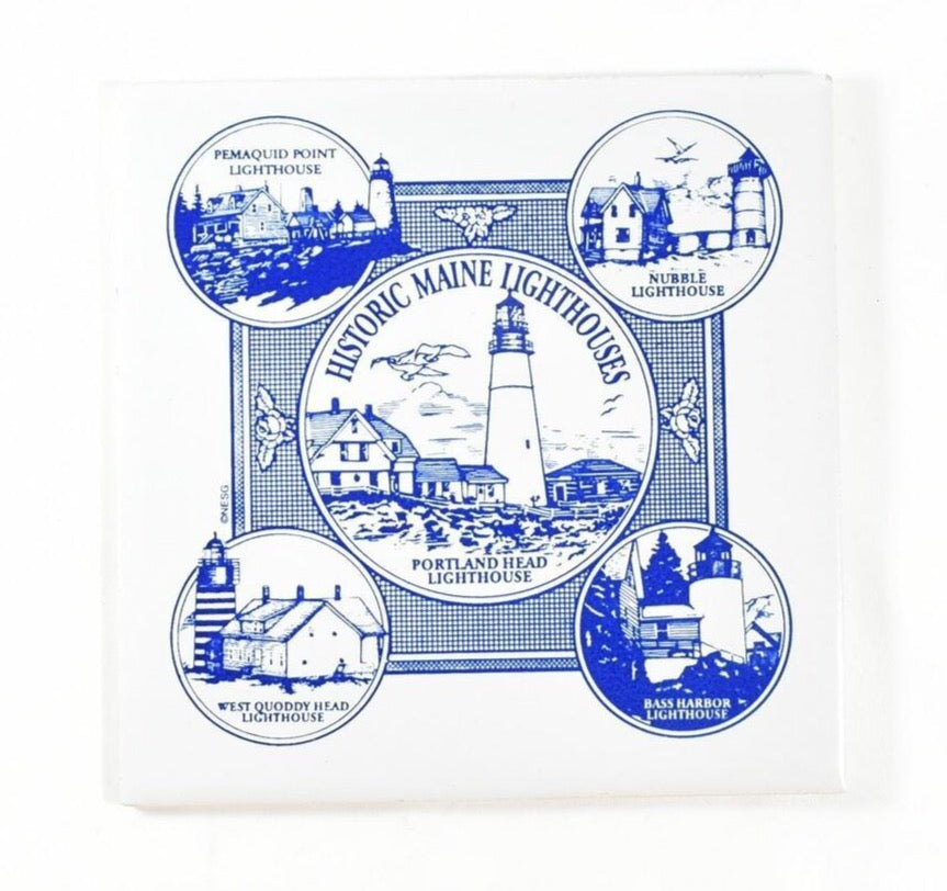 Historic Main Light Houses Portland Head Lighthouse Ceramic Square used