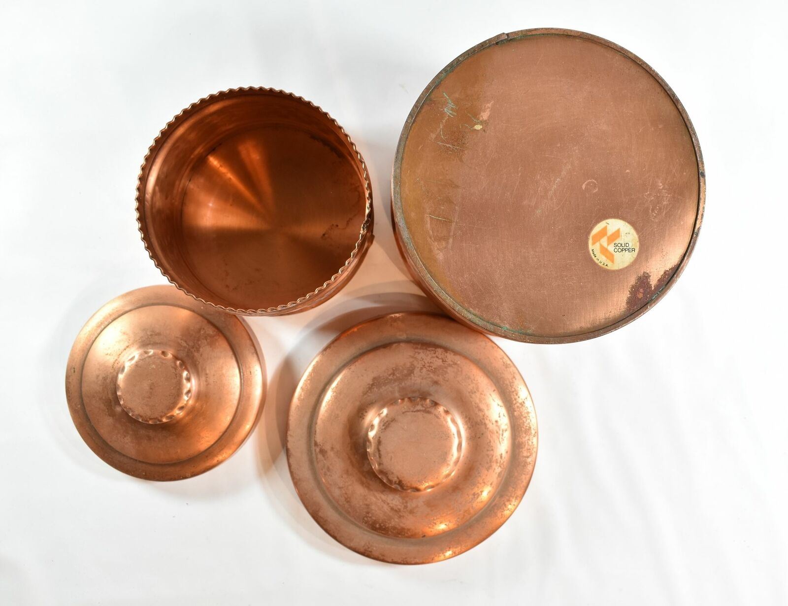 Vintage Solid Copper Containers Set Dry Storage 3x