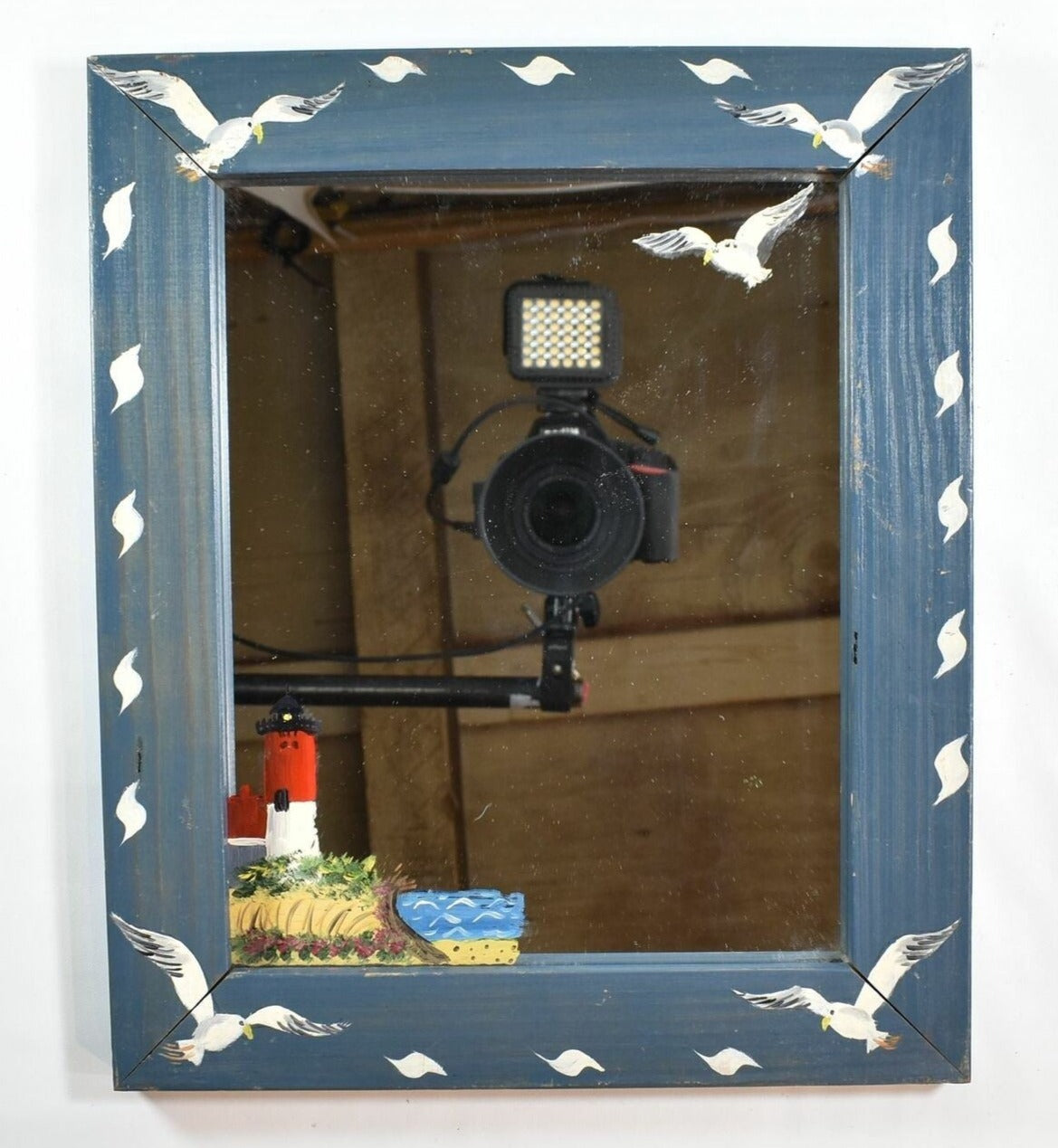 Lighthouse Mirror Hanging Used Wall Mirror Ocean themed Vintage 7.5 9.5
