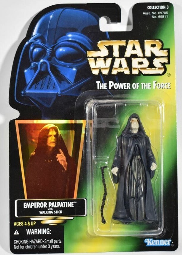 Star Wars Power of the Force Green Card Emperor Palpatine Walking Stick 1996 Ken