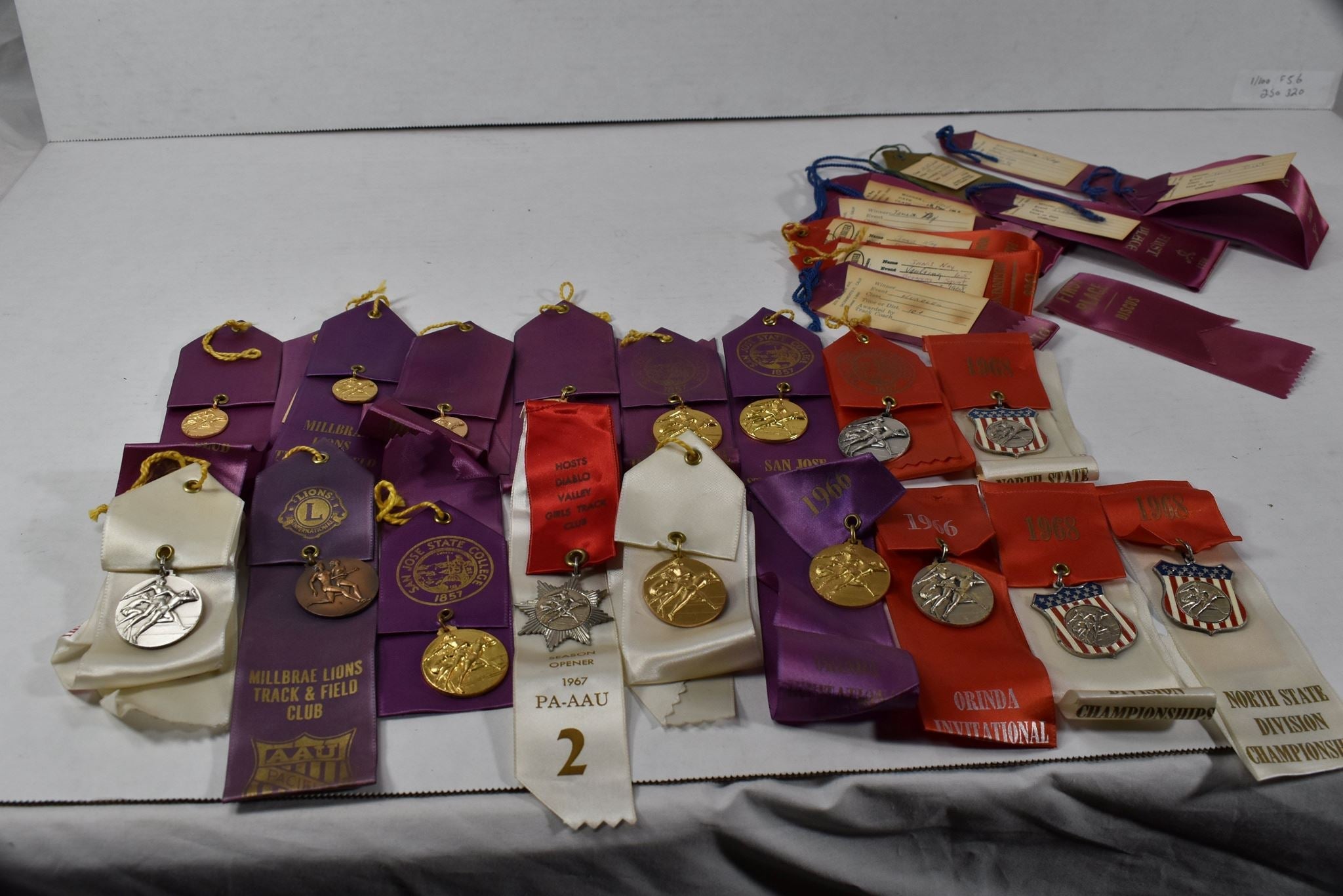 College High school Awarded Ribbons & Medals Track & Sports Vintage 1966 - 1968