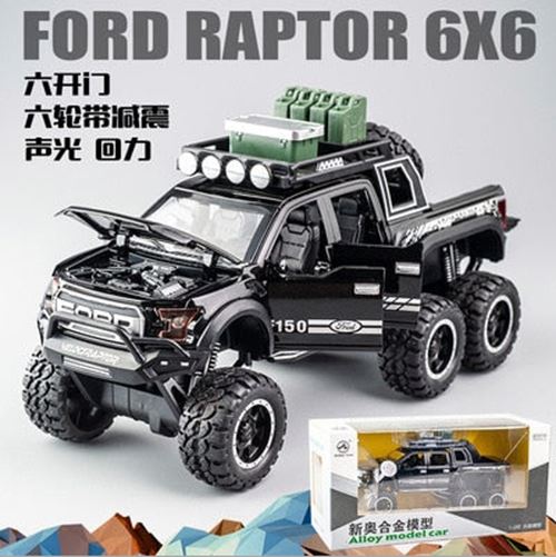 KIDAMI 1:32 Ford Raptor F150 Alloy Diecast Car Model Toys Sound Light Toy Pickup