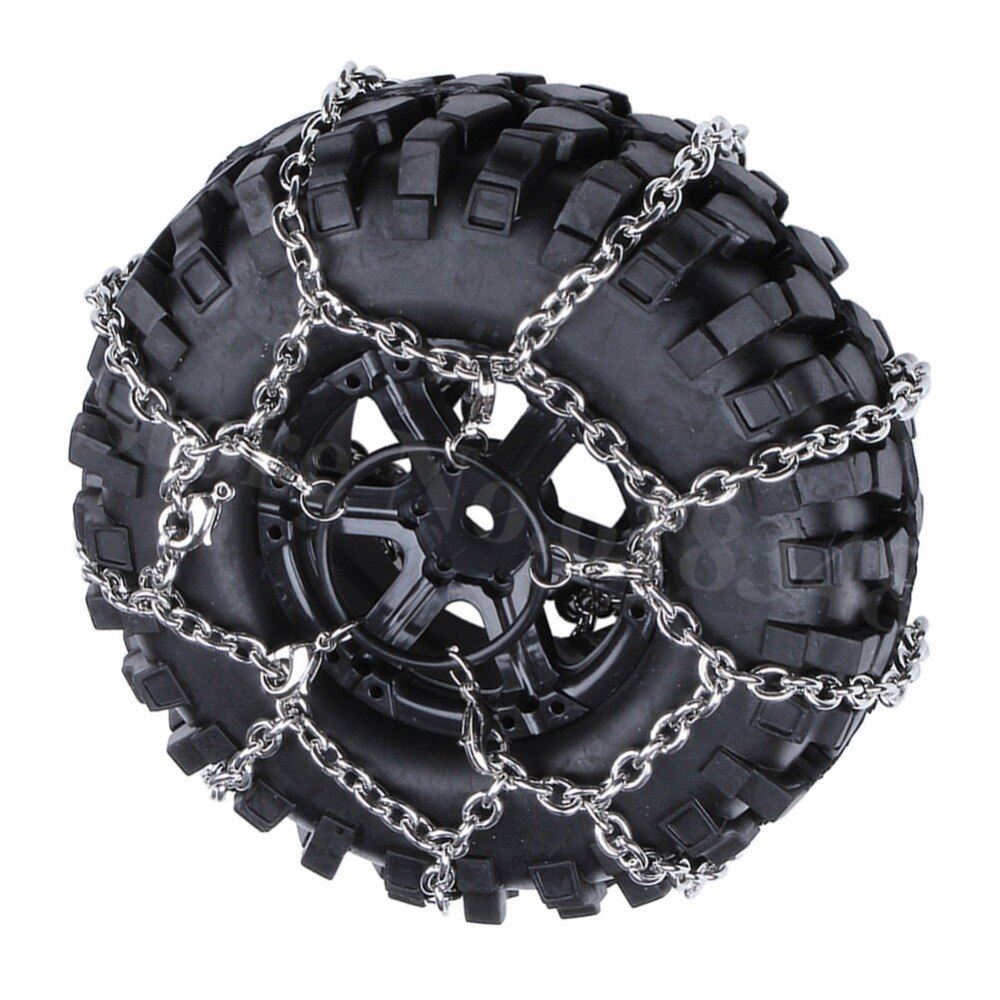 Metal Anti-slip Snow Chains Tire Chains for 1/10 RC Crawler Traxxas TRX4 Ax 2pcs