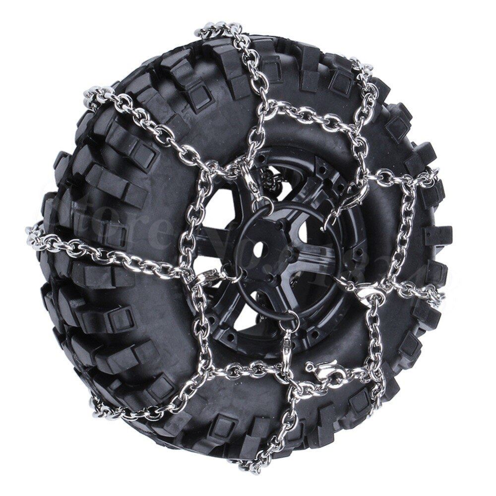 Metal Anti-slip Snow Chains Tire Chains for 1/10 RC Crawler Traxxas TRX4 Ax 2pcs