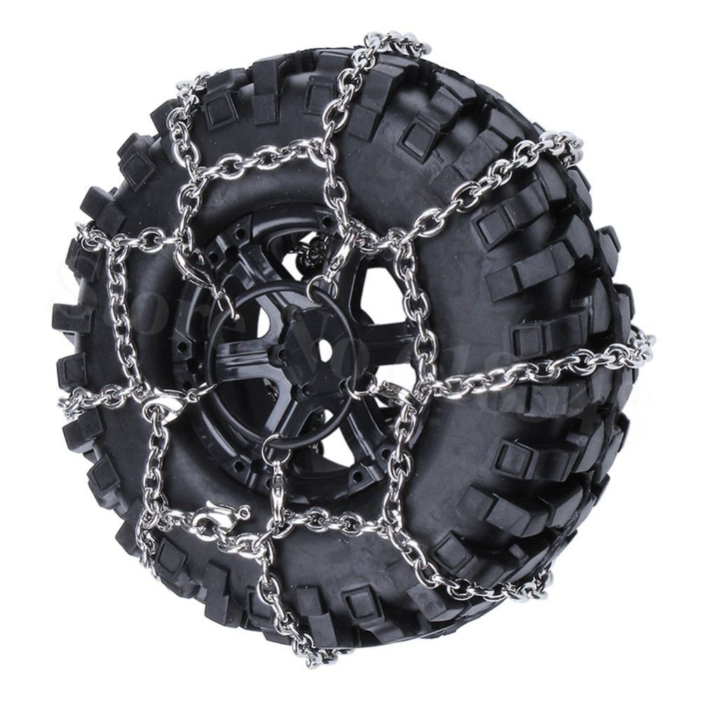 Metal Anti-slip Snow Chains Tire Chains for 1/10 RC Crawler Traxxas TRX4 Ax 2pcs