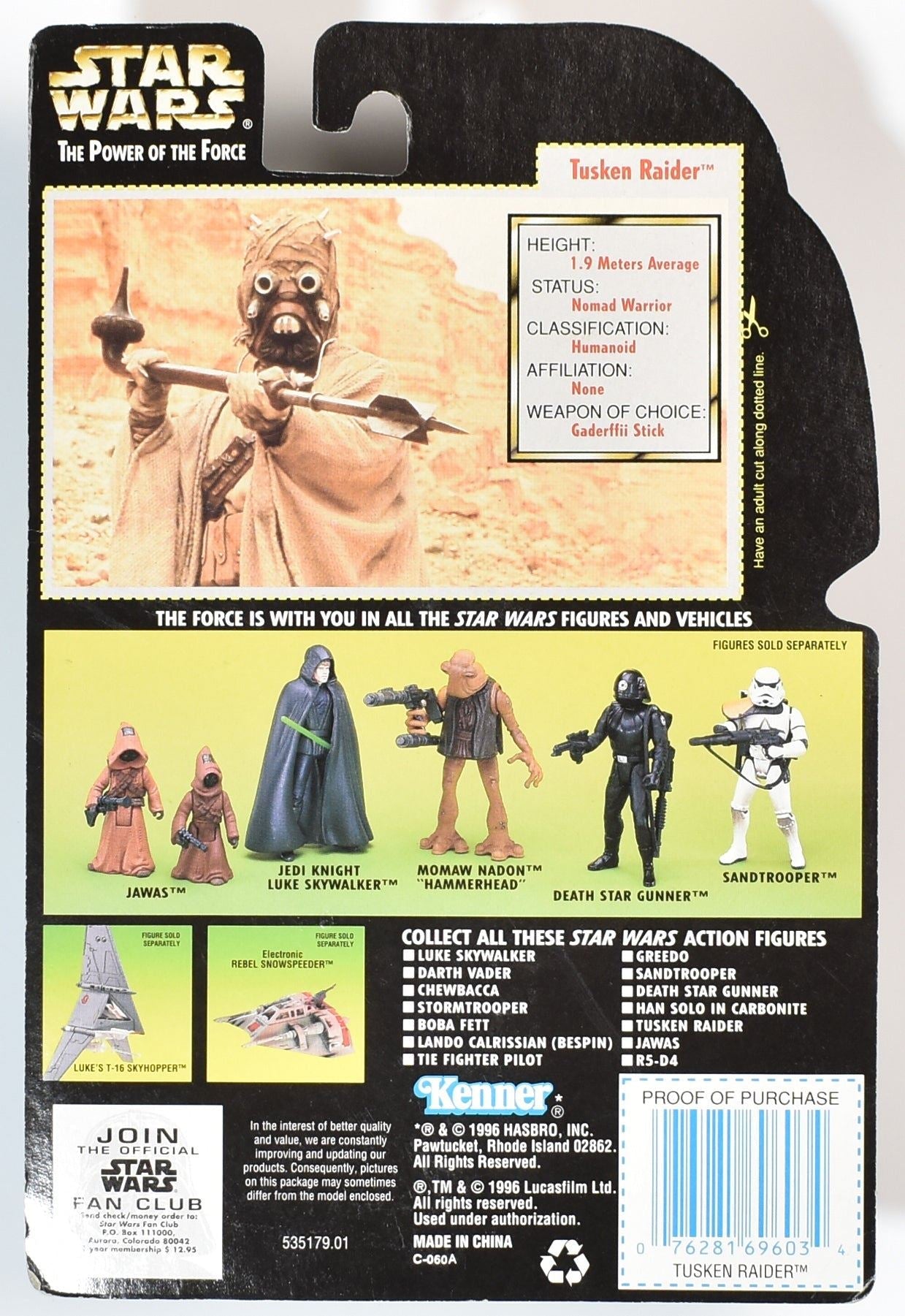 Star Wars Power of the Force Green Card Tusken Raider Kenner 1997