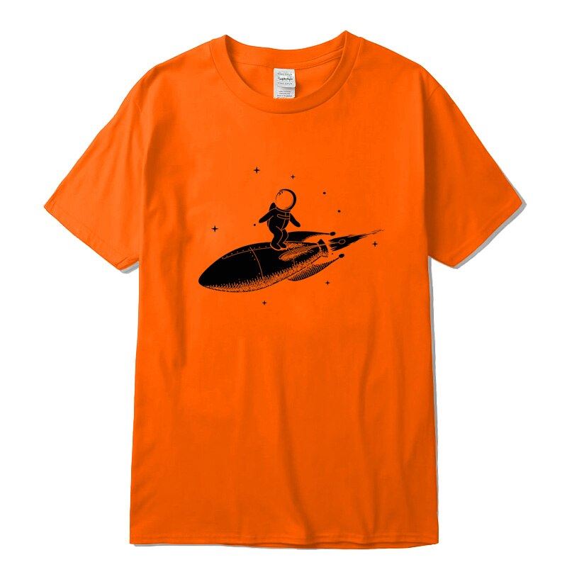 Men high quality tshirt 100% cotton short sleeve Funny space trip print men Tshi