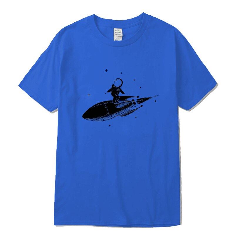 Men high quality tshirt 100% cotton short sleeve Funny space trip print men Tshi