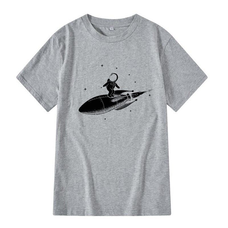 Men high quality tshirt 100% cotton short sleeve Funny space trip print men Tshi
