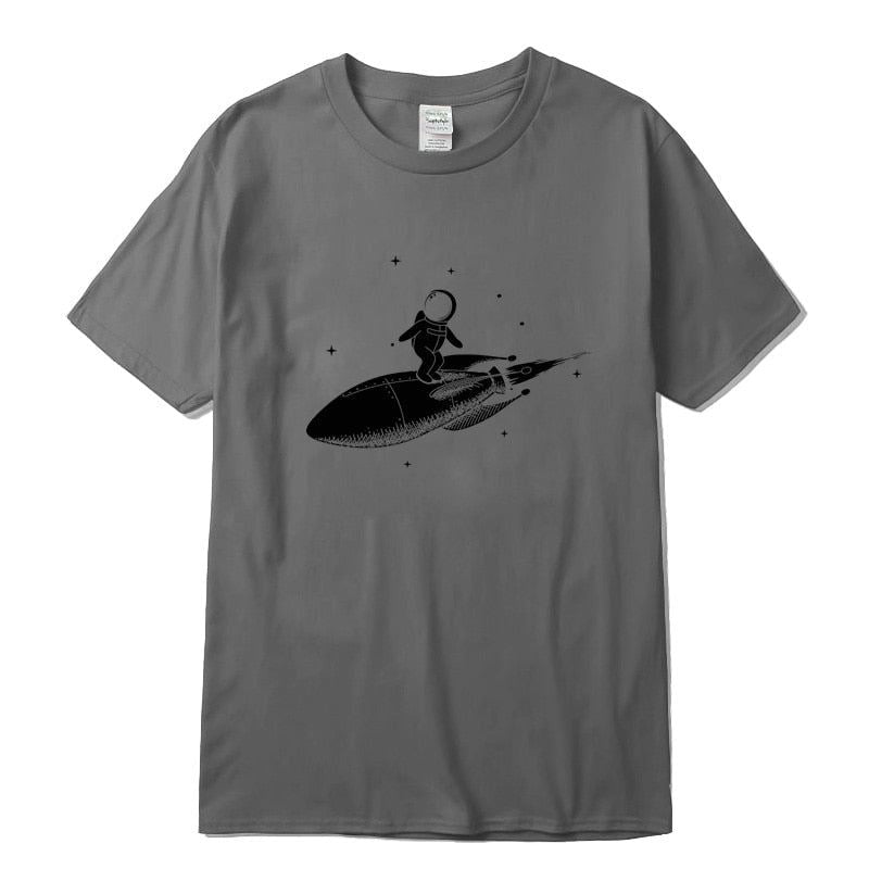 Men high quality tshirt 100% cotton short sleeve Funny space trip print men Tshi