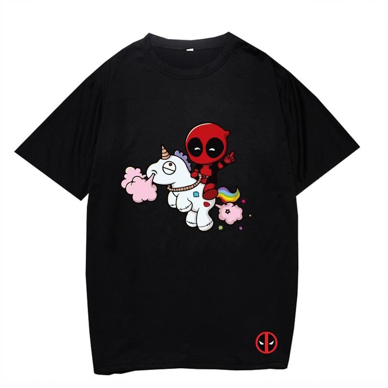 Boy Girl Deadpool Black T Shirt Men Cotton Casual T-shirt Summer O-neck Short Sl