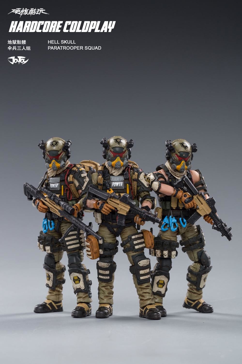JOYTOY Action Figures HELL Skull Paratrooper Squad Collectible (3PCS/SET) 1/18