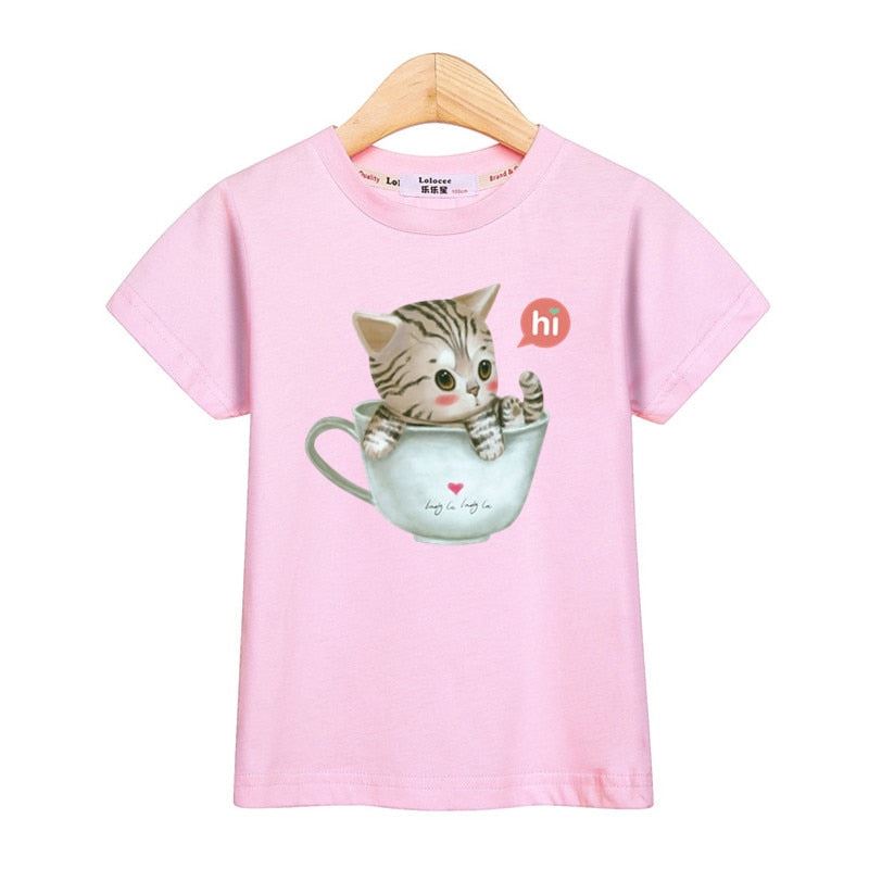 Little girl t-shirt fashion kids tops short sleeve tees 100% cotton shirt cute c
