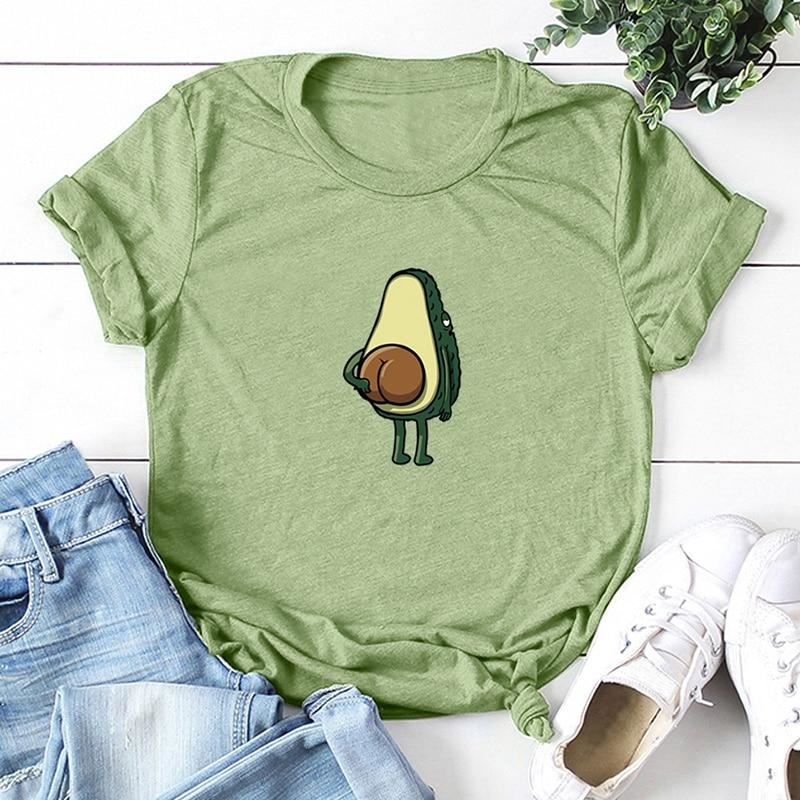 Women Graphic T shirts Fashion T-shirts 2020 Polyester Funny Print Avocado frog