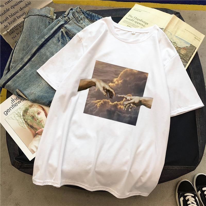 MICHELANGELO Harajuku Fun Personality Aesthetic Art Print T-shirt Women Ulzzang