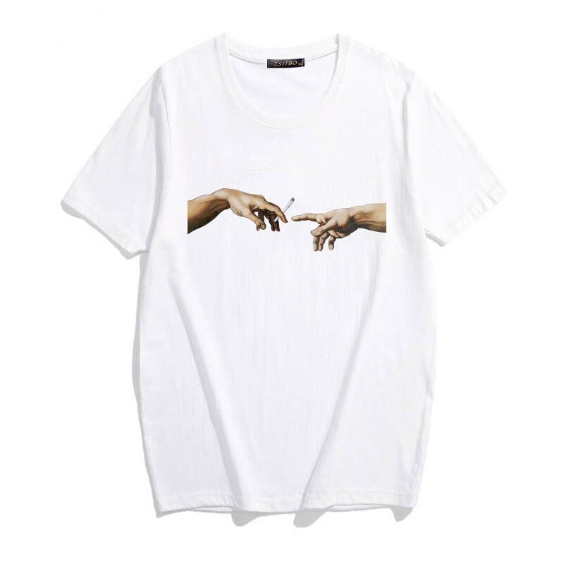 MICHELANGELO Harajuku Fun Personality Aesthetic Art Print T-shirt Women Ulzzang