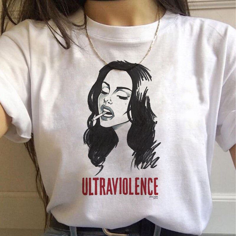 Lana Del Rey Harajuku Ullzang T Shirt Women Funny Print Fans T-shirt 90s Graphic