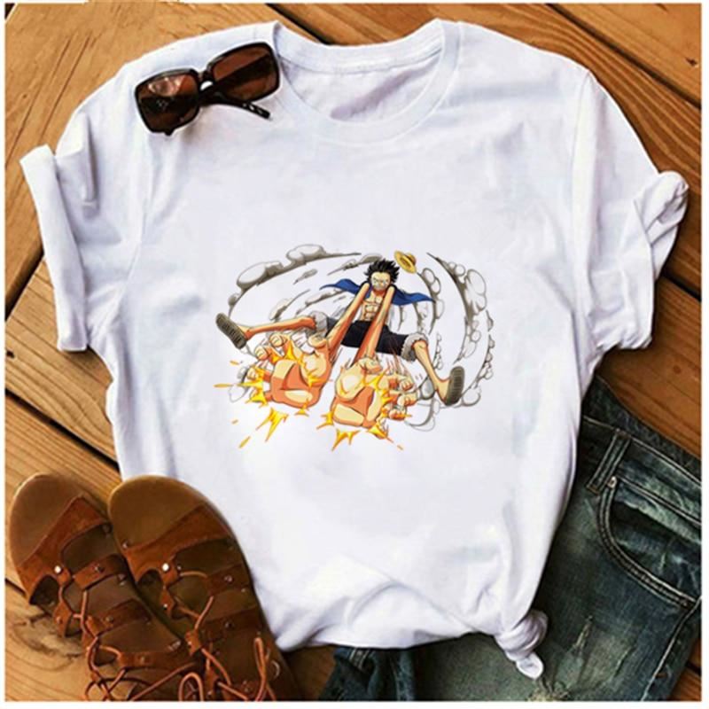 AOWOF Asian one piece Luffy as Sabo Law Zoro and Nami T-shirt casual O-neck sho