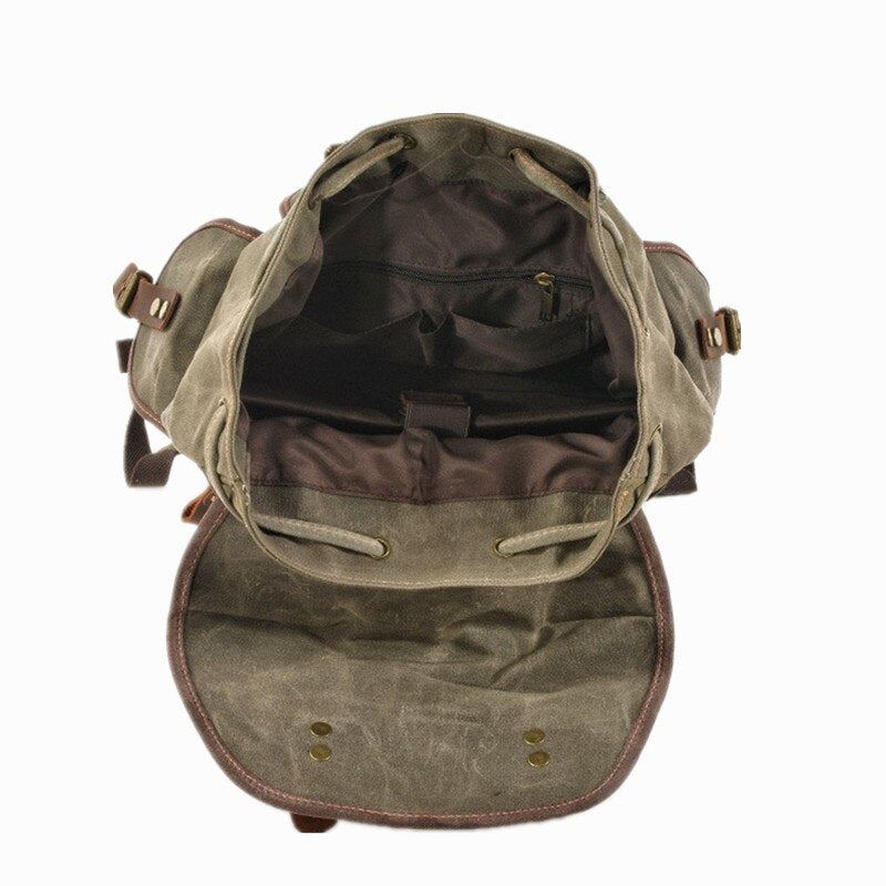 Men's leather backpack for men mochila hombre High Capacity Waxed Canvas Vintage