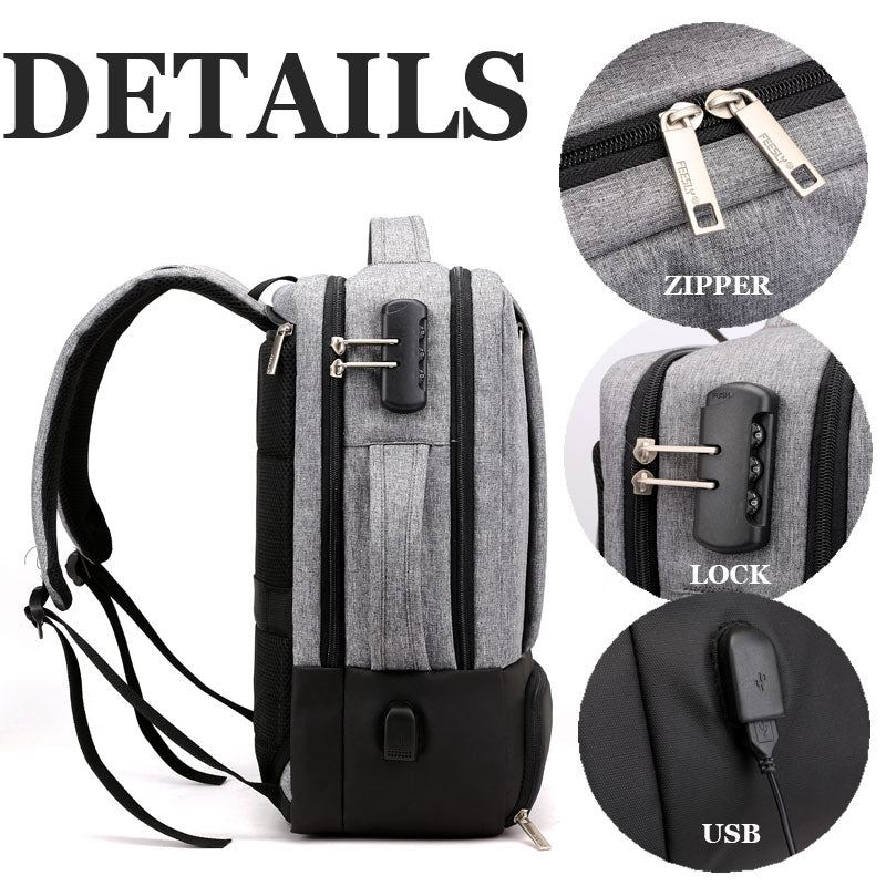 Men Women USB Charge Travel Business Bag 15 Inch Laptop Backpack Male Waterproof