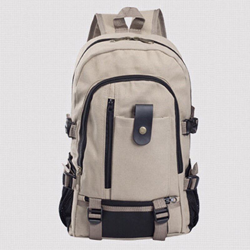 Men's Canvas Backpack Large-capacity Schoolbag Explosion Solid Color Rucksacks F