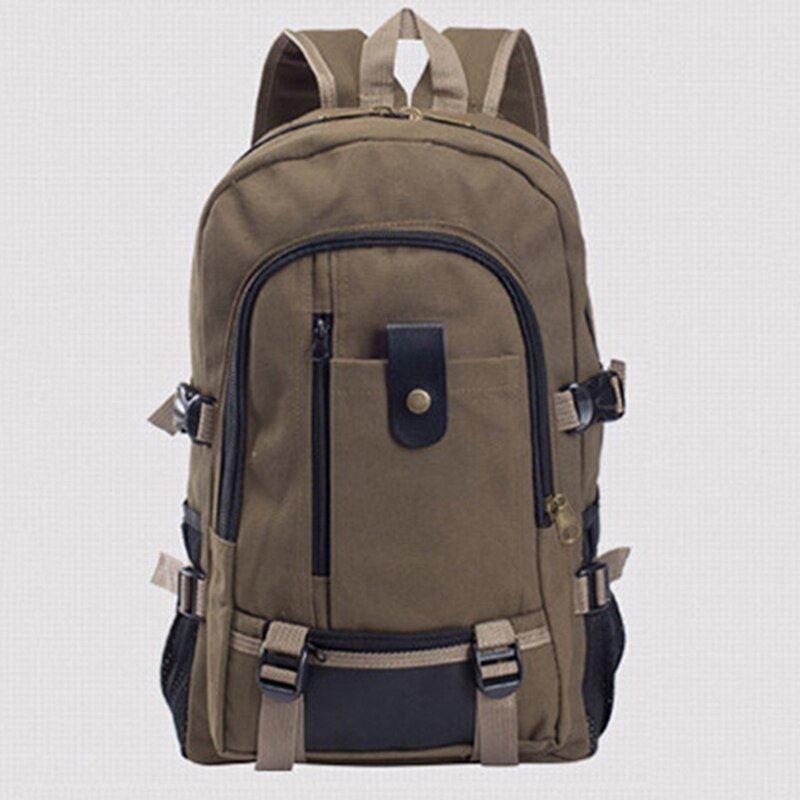 Men's Canvas Backpack Large-capacity Schoolbag Explosion Solid Color Rucksacks F