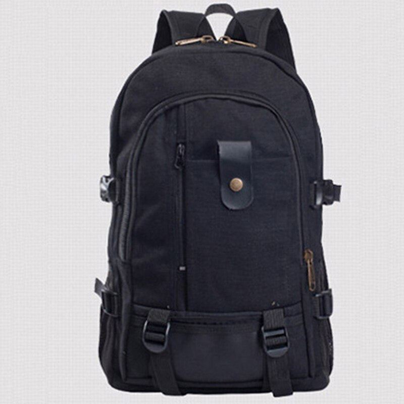 Men's Canvas Backpack Large-capacity Schoolbag Explosion Solid Color Rucksacks F